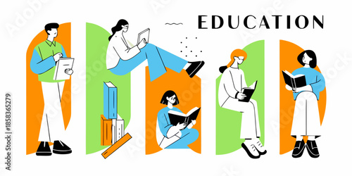 Diverse students engaged in learning and reading representing education concepts