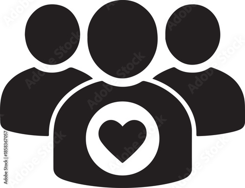 Clean user group silhouette icon for team, community, and social network concepts.