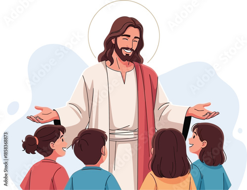 Jesus guiding young souls towards faith and understanding