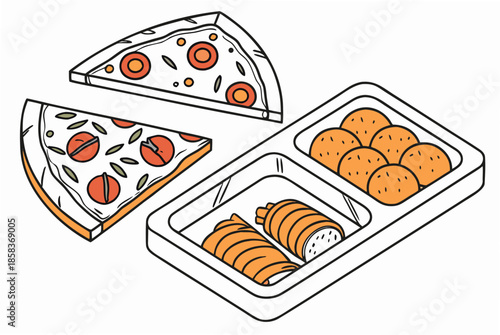 Simple Frozen Food Assortment Flat Vector White SVG Cut File for Cricut