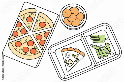 Frozen Food Flat Lay Concept Clean Vector White  () SVG Cut File for Cricut