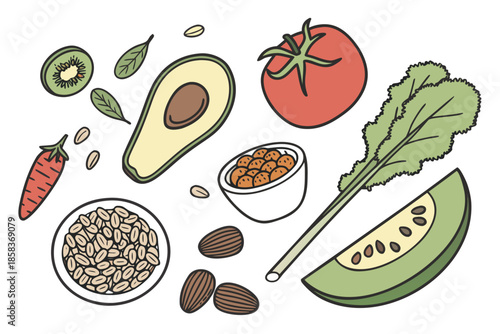 Healthy Eco Food Ingredients Layout Clean Vector SVG Cut File for Cricut