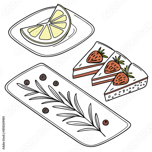 Minimal Food Plating Illustration Clean Vector W () SVG Cut File for Cricut