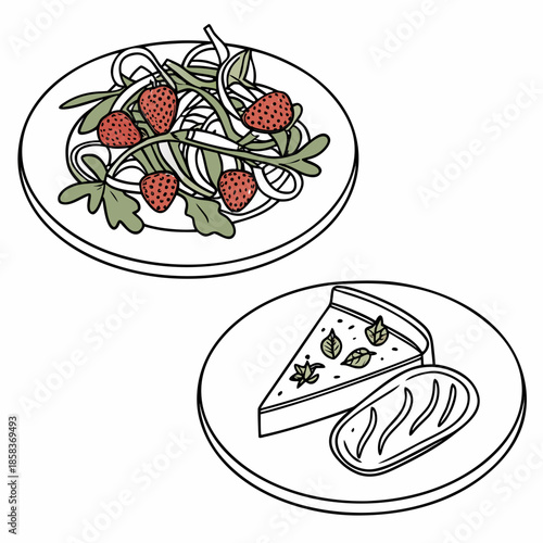 Minimal Food Plating Illustration Clean Vector W () SVG Cut File for Cricut