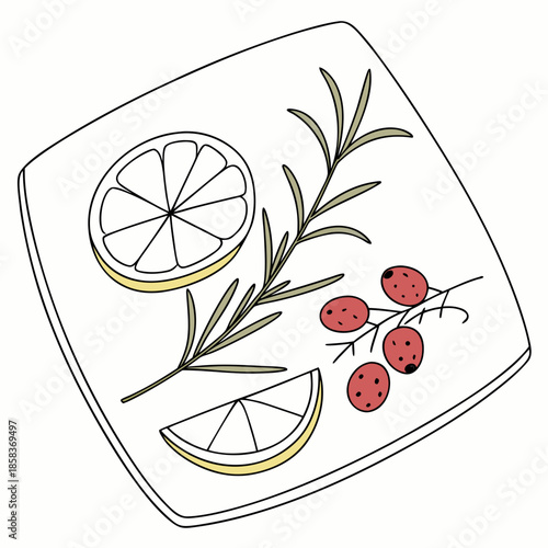 Minimal Food Plating Illustration Clean Vector W SVG Cut File for Cricut