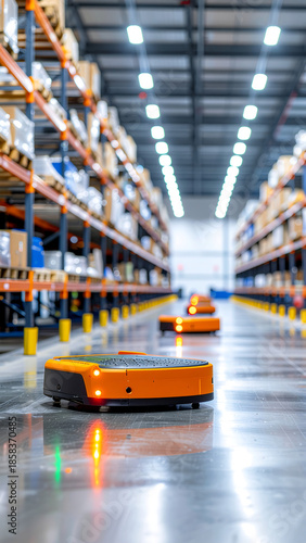 group of small, orange robotic