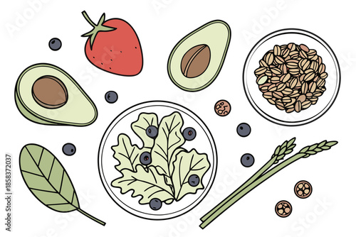Healthy Eco Food Ingredients Layout Clean Vector  () SVG Cut File for Cricut