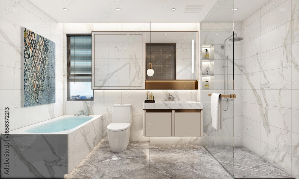 Fototapeta premium 2025 Cutting-Edge Interior Design Rendering Collection: Future Home Inspiration & Visual Solutions