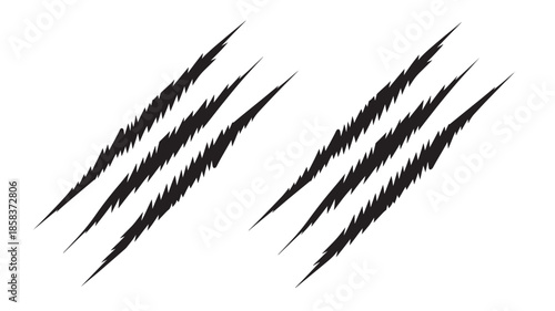 Black Claw Marks on White Background with Dramatic Effect for Grunge Design