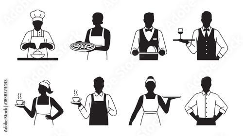 Restaurant Staff Silhouettes Collection for Culinary and Service Professionals