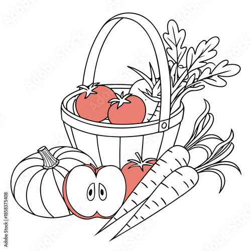 Fresh Farm Produce Still Life Minimal Vector Whi () SVG Cut File for Cricut