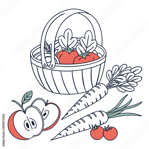 Fresh Farm Produce Still Life Minimal Vector Whi SVG Cut File for Cricut