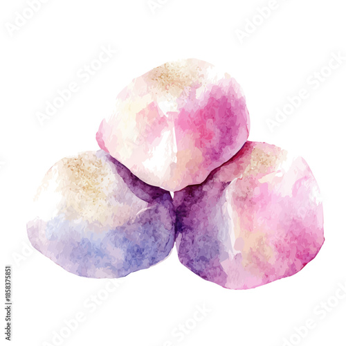 Watercolor painting of Mochi, detailed and artistic vector illustration on a white background.