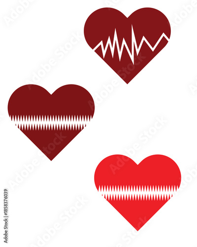 Three hearts with ekg lines