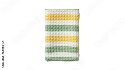 Isolated striped waffle kitchen towel folded, tea towel, cleaning cloth, cloth napkin