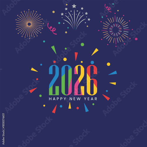Happy new year 2026, New year banner, Happy new year banner, Happy new year background, New year colorful social media post design