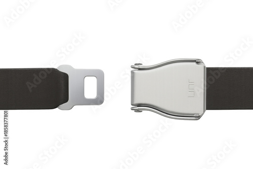 Airplane seatbelt unbuckled for passenger safety and travel