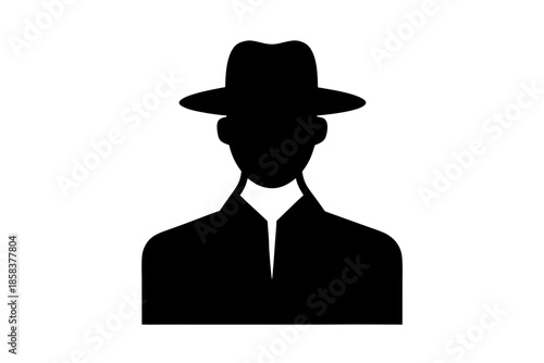 Man wearing a hat silhouette vector, man black symbol
