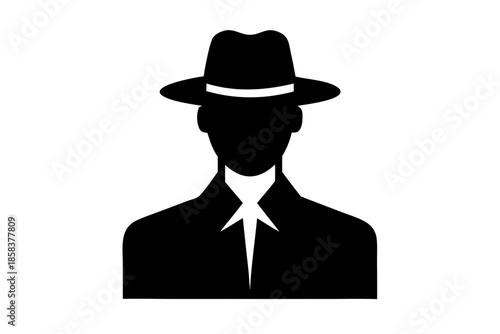 Man wearing a hat silhouette vector, man black symbol

