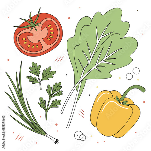 Fresh Cooking Ingredients With Soft Natural Color  (6) Vector Illustration