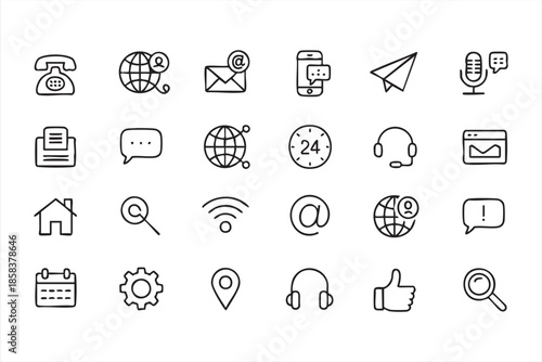 Contact and Support UI Icons for Phone, Email, and Chat Services