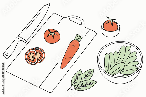 Food Preparation Concept With Uncluttered Composit (4) Vector Illustration