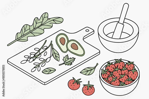 Food Preparation Concept With Uncluttered Composit (7) Vector Illustration