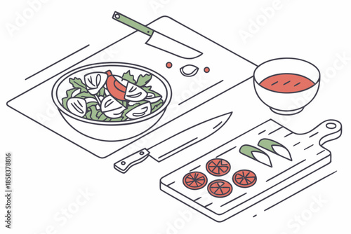 Food Preparation Concept With Uncluttered Composit (6) Vector Illustration