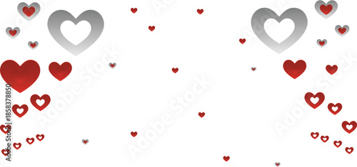 Scattered hearts in monochrome