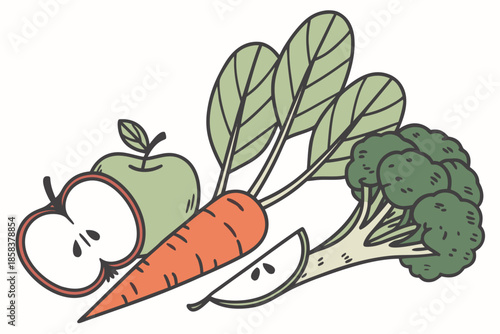 Healthy Cooking Ingredients Composition With Negat (3) Vector Illustration