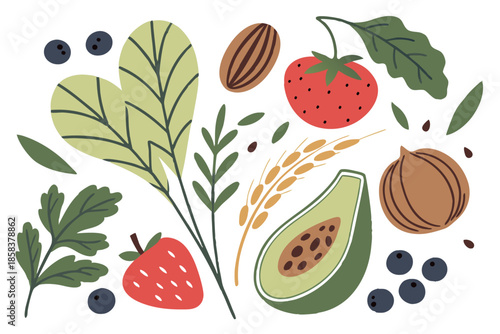 Natural Food Ingredients With Eco Friendly Visual  (6) Vector Illustration