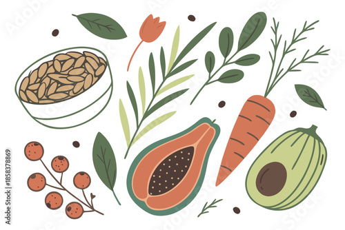 Natural Food Ingredients With Eco Friendly Visual  (7) Vector Illustration