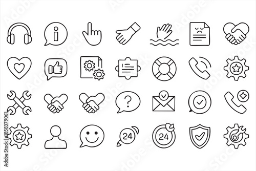Customer Service UI Icons for Support, Trust, and Communication