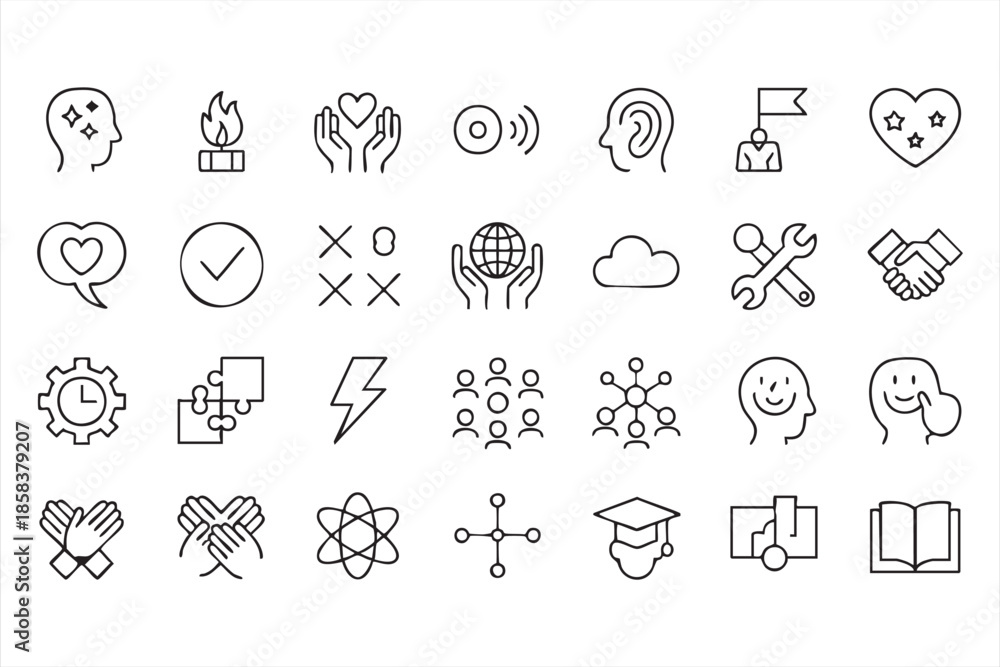 Fototapeta premium Emotional Intelligence UI Icons for Leadership and Human-Centered Design