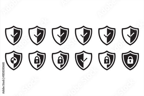 Security Shield UI Icons for Cyber Protection and Trust Systems