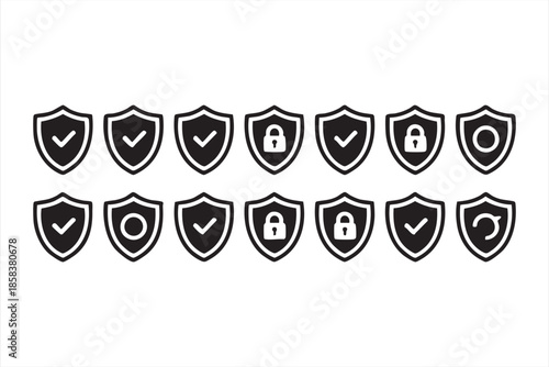 Cybersecurity and Privacy Shield Icons for Secure App Interfaces