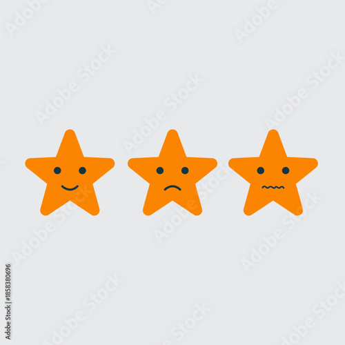 Orange Star Emoticons with Varied Expressions