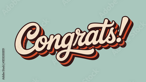 Congrats stylish retro typography lettering design with bold colors and playful vintage style text for celebration success achievement greeting card and social media useCongrats stylish retro typograp