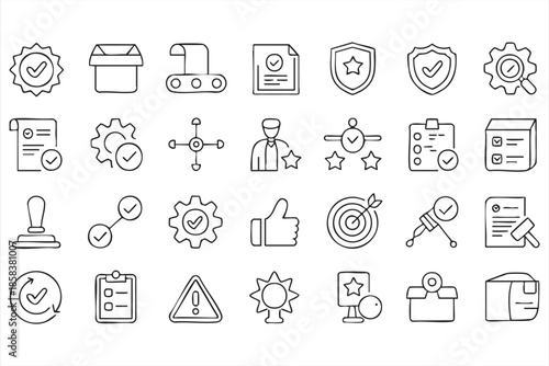 Approval and Verification UI Icons for Business Process Control