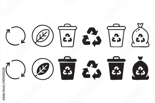 Eco Recycling UI Icons for Garbage Sorting and Circular Economy Design