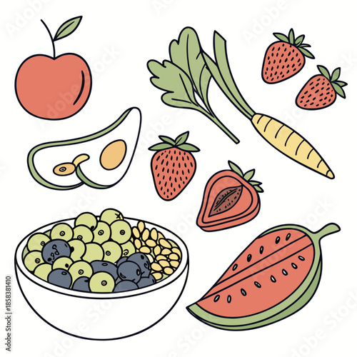 Clean Plant Based Food Illustration  Flat Vector   (11) Vector Illustration