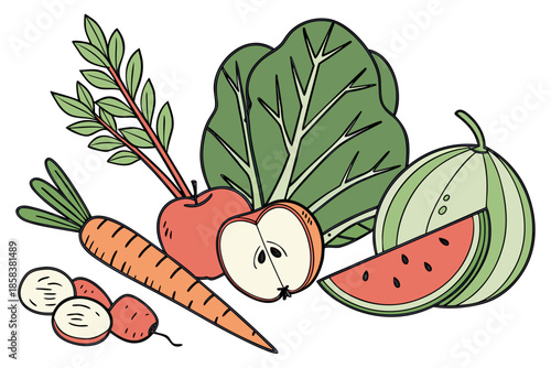 Organic Fresh Food Illustration  Clean Vector  Whi (11) Vector Illustration