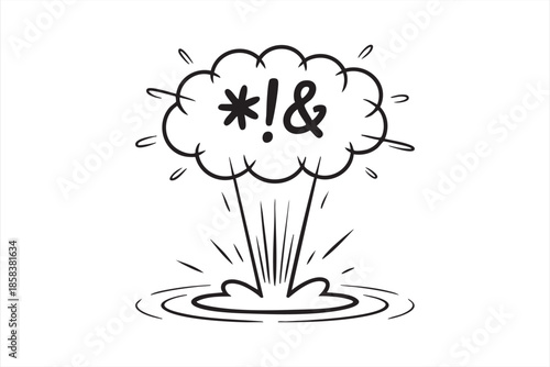 Comic Profanity Explosion with Censored Swear Symbols and Angry Outburst