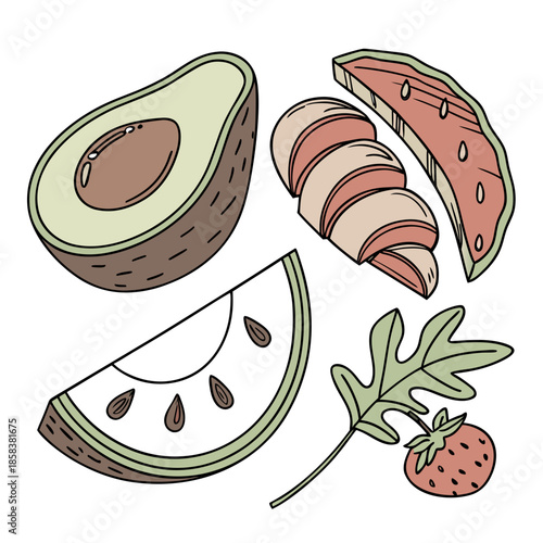 Clean Food Flat Lay Composition  Flat Vector  Isol (9) Vector Illustration