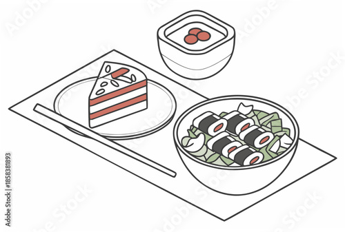 Food Presentation Top View Illustration  Minimal V (7) Vector Illustration