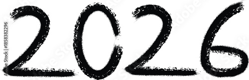 A futuristic date representation in a bold black handwritten font style