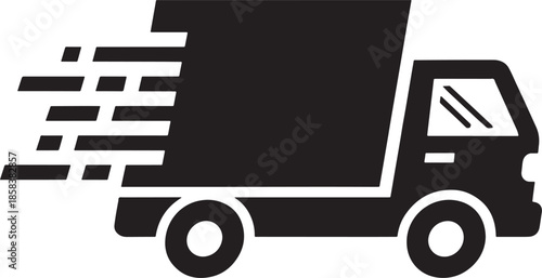 Fast delivery truck moving quickly