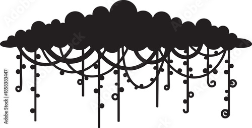 Stylized Rainforest Canopy with Hanging Vines Vector Illustration