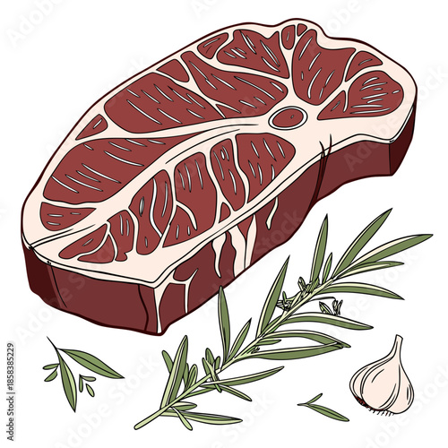 Raw Beef Steak Illustration  Clean Vector  White B (2) Vector Illustration