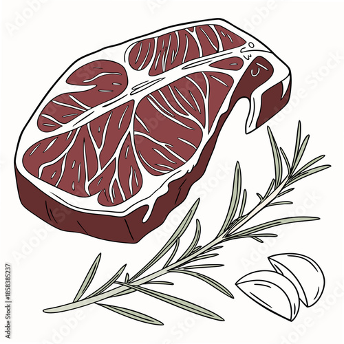 Raw Beef Steak Illustration  Clean Vector  White B (3) Vector Illustration